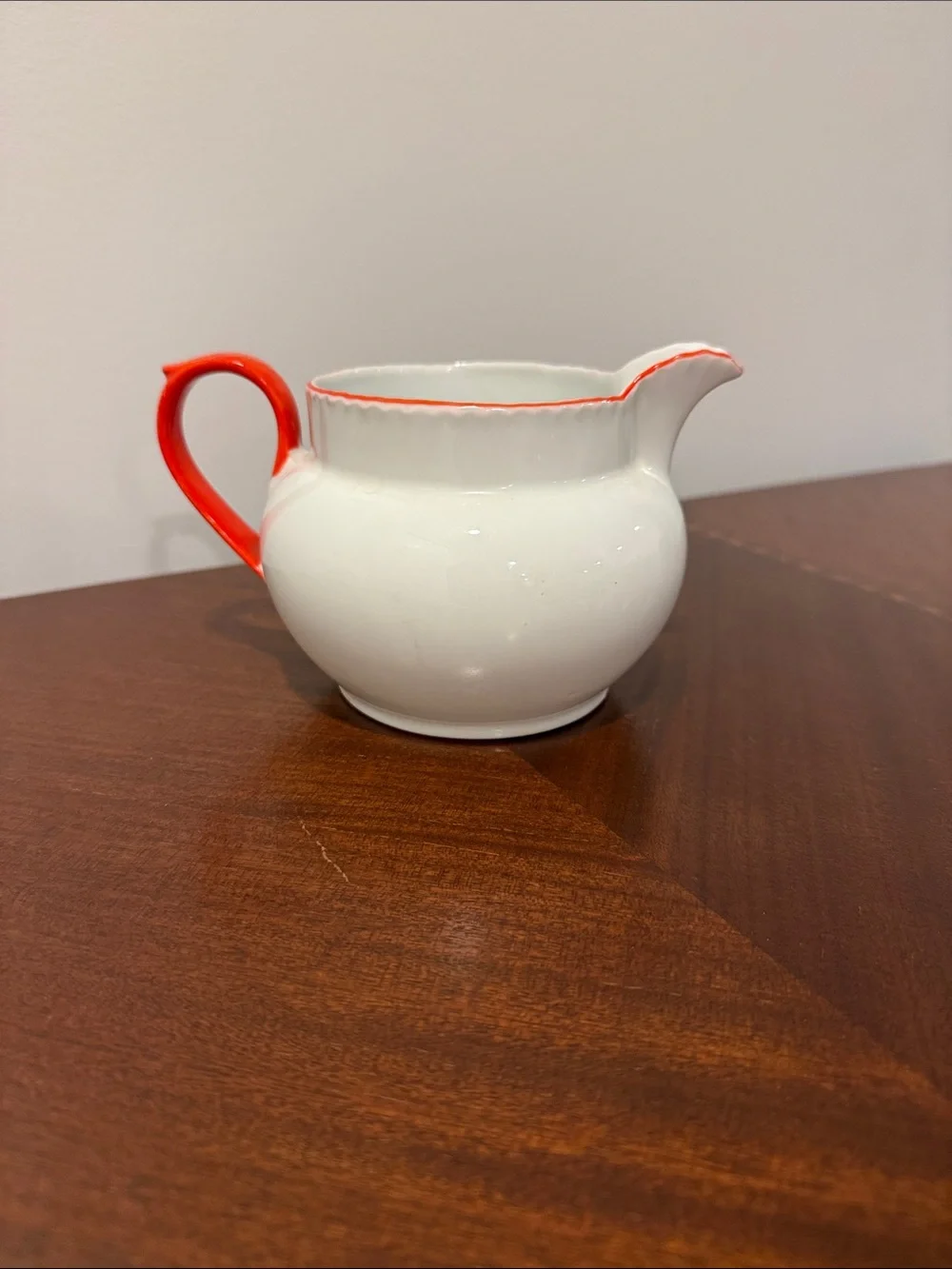 Vintage Victoria China Creamer Pitcher with Red Trim and Handle